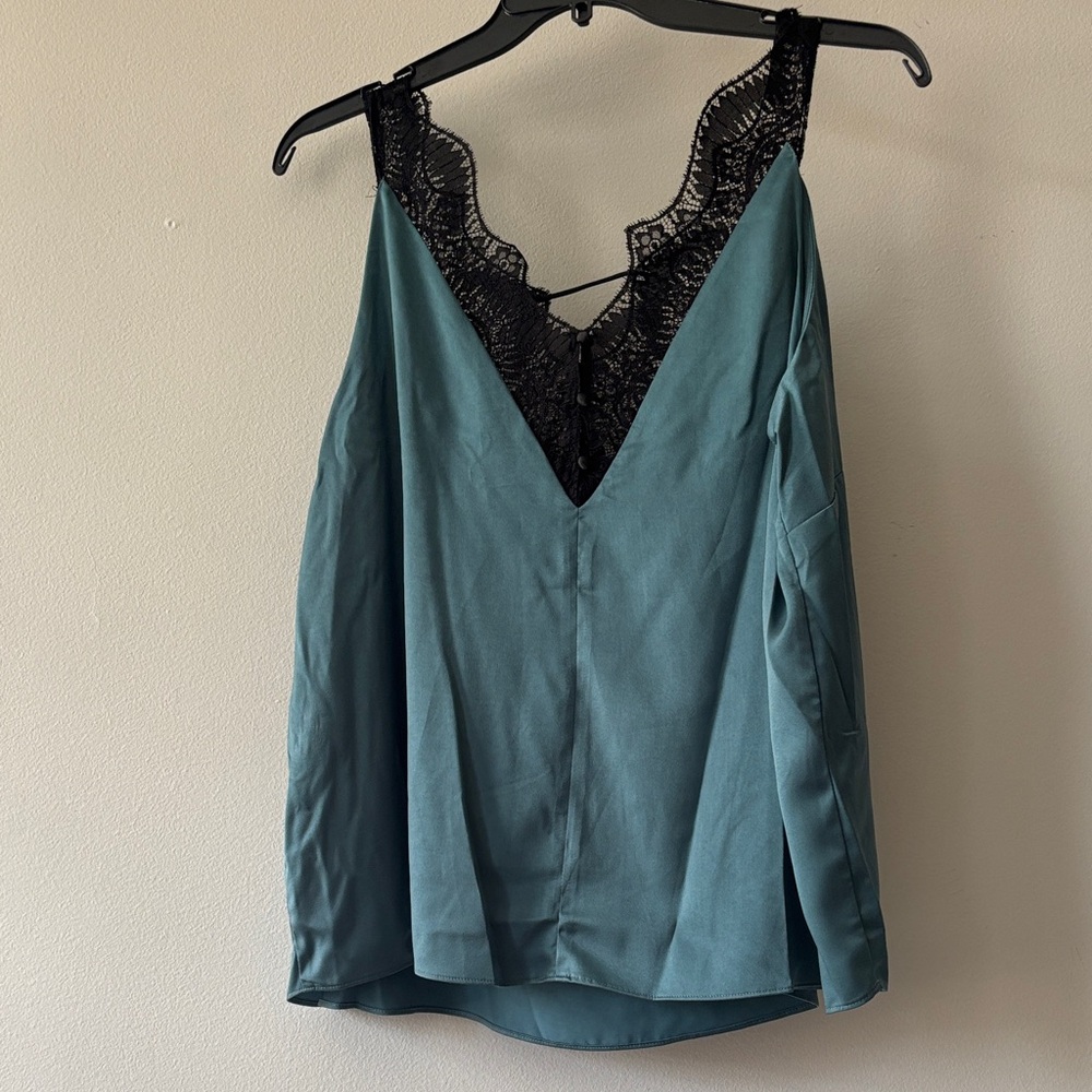 Dex Teal Top with Black Lace Detail